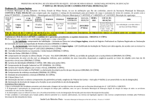 Convocação Professor II (Língua Inglesa) - Em Substituição - Edital 05/2025