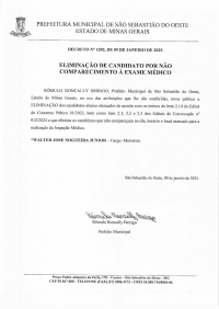 Eliminação de Candidato por não comparecimento à Exame Médico