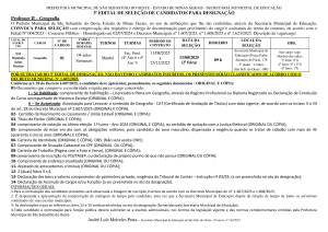 Convocação Professor II Geografia - Edital 03/2025