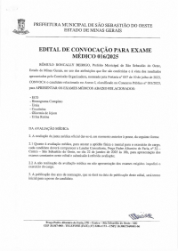Edital de Convocação para Exame Médico 016/2025