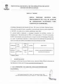 Edital de processo seletivo para preenchimento de vaga de Auxiliar de Enfermagem Plantonista para substituição temporária - Edital N.° 003/2025