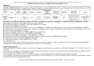 Seleção e Convocação de Professor I - Em substituição (Edital 01/2025)