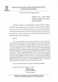 Nomeiam para o cargo público candidatos aprovados em Concurso Público n° 001/2023