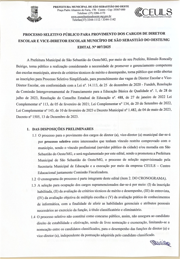 Processo Seletivo para Diretor e Vice-diretor