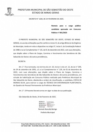 Edital de Convocação 008/2024 - Concurso Público 002/2023