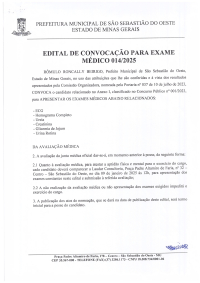 Edital de Convocação para Exame Médico 014/2025