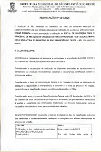 Retificação - Edital de inscrição Minha Casa Minhas Vida