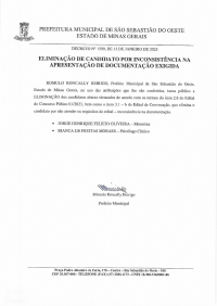 Eliminação de Candidato por inconsistência na apresentação de documentação exigida