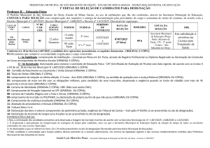 Convocação Professor II - Ed. Física - Em Substituição - Edital nº 01/2025