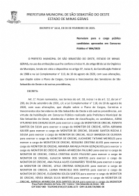 Nomeiam para o cargo público candidatos aprovados em Concurso Público n° 004/2023 - Decreto 1614/2025