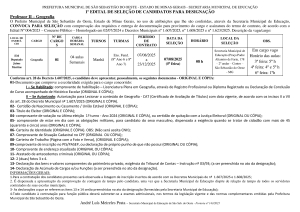 Convocação Professor II Geografia - Edital 01/2025