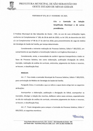 Portaria nº 73/2025
