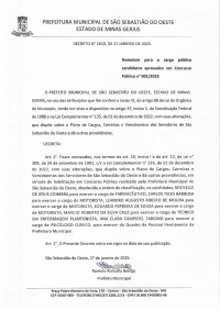 Nomeiam para o cargo público candidatos aprovados em Concurso Público n° 001/2023