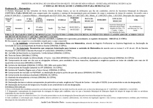 Edital 04/2025 - Seleção e convocação Professor II (Matemática) - Em subst.