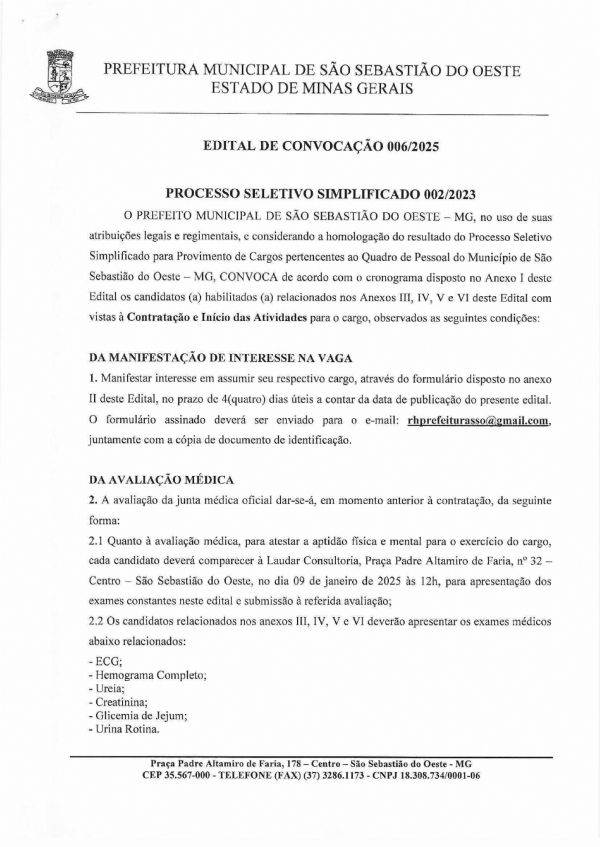 Edital de Convocação 006/2025