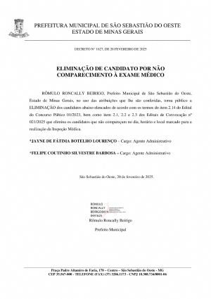 Eliminação de Candidato por não comparecimento à Exame Médico