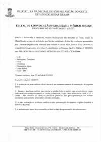 Edital de Convocação para Exame Médico 005/2025 - Processo Seletivo Público 002/2023