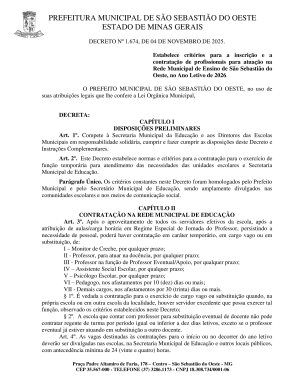 Critérios para a inscrição e a contratação para atuação na Rede Municipal de Ensino