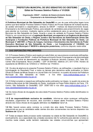 Edital de Processo Seletivo Público nº 01/2026