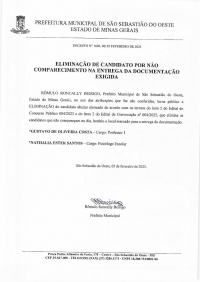 Eliminação de candidato por não comparecimento na entrega da documentação exigida - Decreto 1620/2025