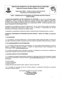 Aviso de Comunicação de Suspensão - Agente de Combate às Endemias e Agente Comunitário de Saúde ESF - Edital Processo Seletivo Nº 01/2026