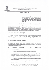 Termo de doação de recebimento de serviços nº 01/2025, que fazem entre si a Prefeitura Municipal de São Sebastião do Oeste, e a Banda Bora Lá.
